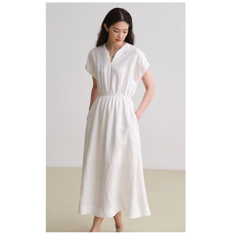 Women's Linen Batsleeve Long Dress