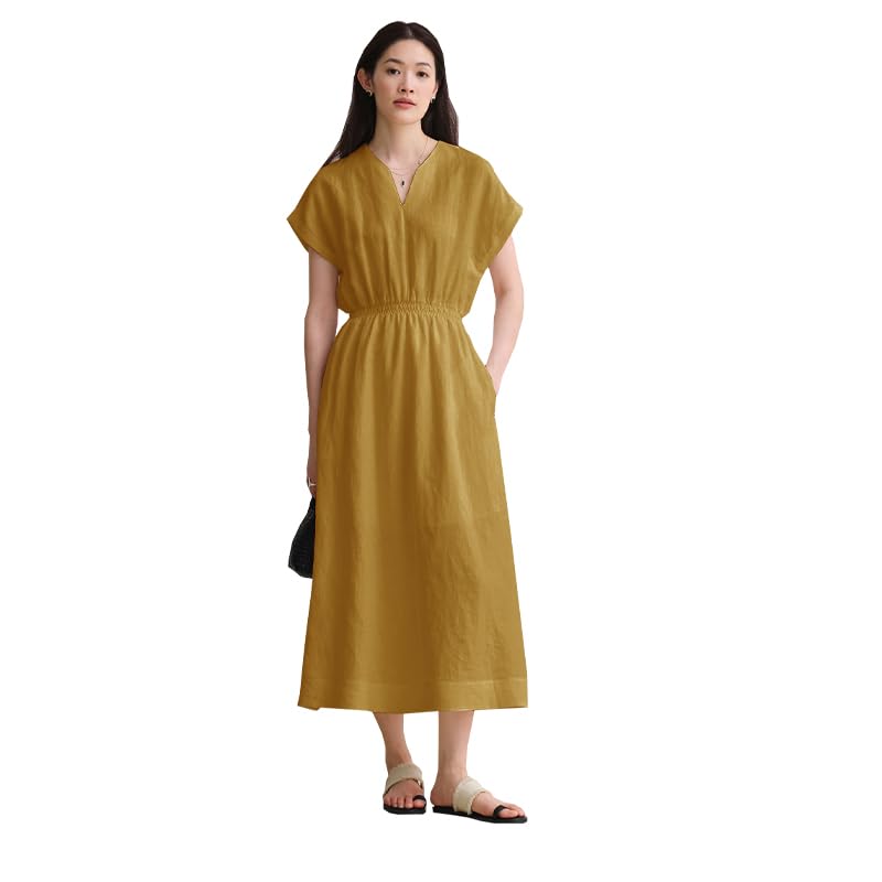 Women's Linen Batsleeve Long Dress
