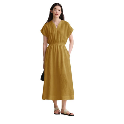 Women's Linen Batsleeve Long Dress