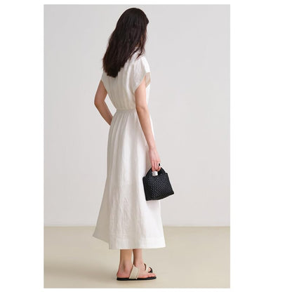 Women's Linen Batsleeve Long Dress