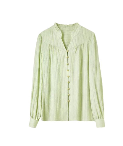 Women's Long Sleeve Stand Collar Blouse