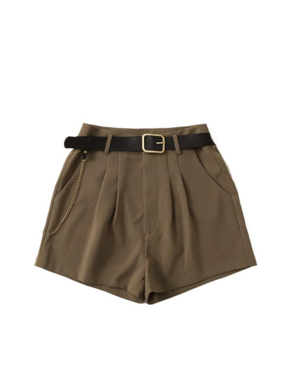 Women's Pleated Belted Shorts