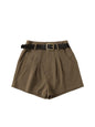 Women's Pleated Belted Shorts