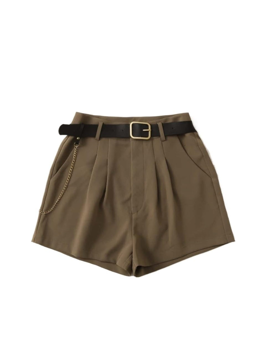 Women's Pleated Belted Shorts