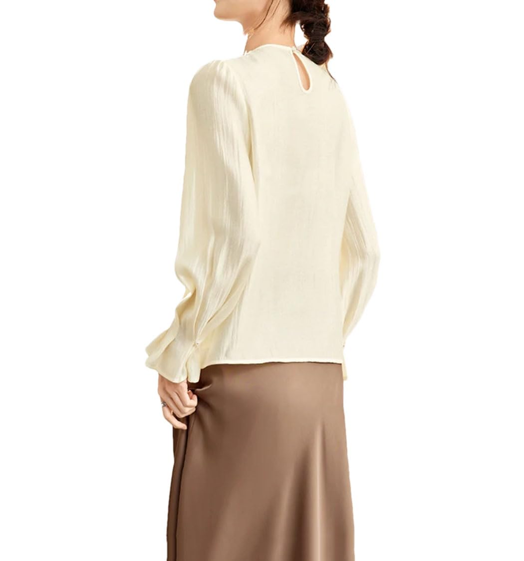 Women's Round Neck Puff Sleeve Blouse