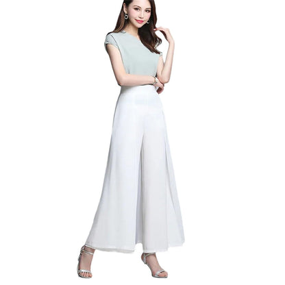 Women's High Waist Wide Leg Chiffon Pants