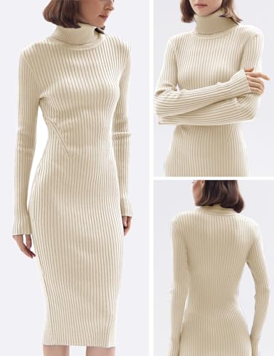Women's Ribbed Slim Fit Knit Sweater Dress