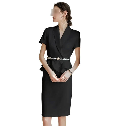Women's Short Sleeve Ruffle Sheath Dress