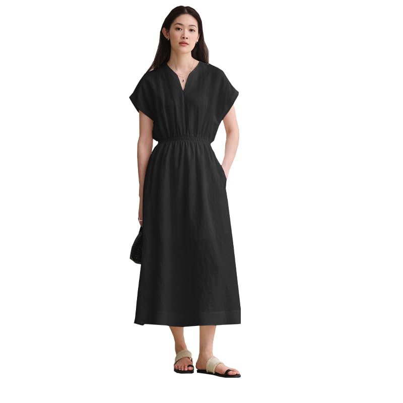 Women's Linen Batsleeve Long Dress