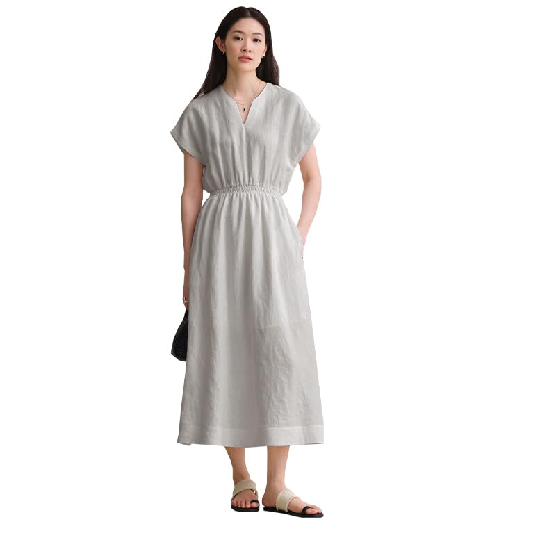Women's Linen Batsleeve Long Dress
