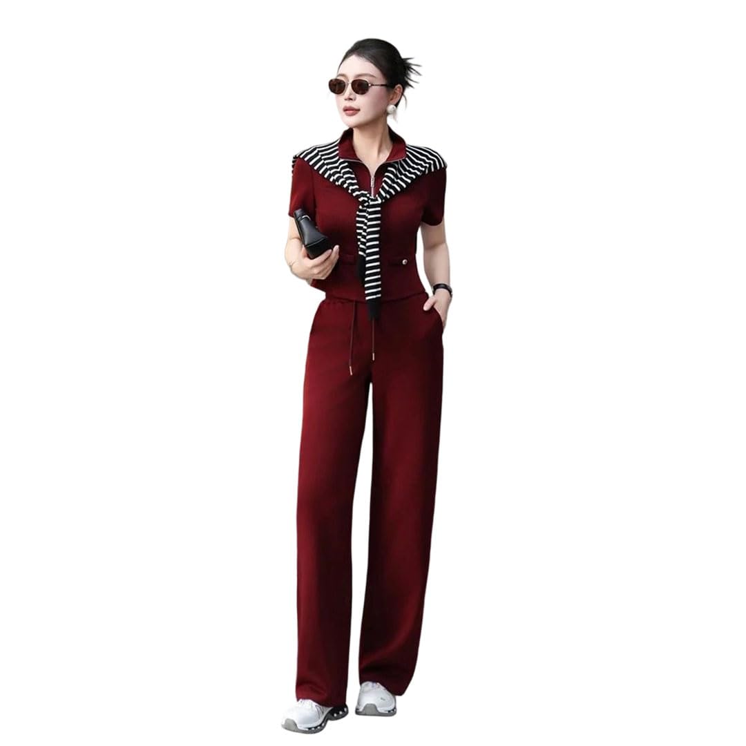 Women's Short Sleeve Top & Wide Leg Pants Set