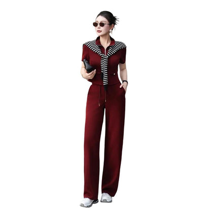 Women's Short Sleeve Top & Wide Leg Pants Set