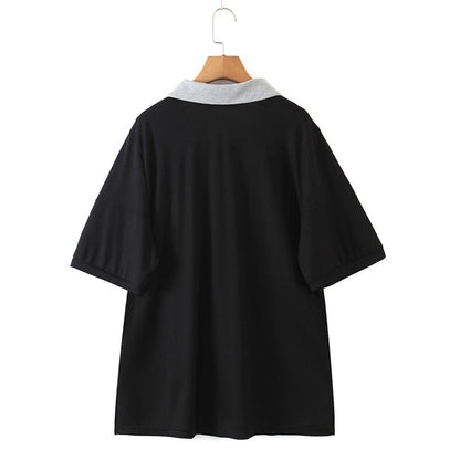 Women's Plus Size Short Sleeve Contrast Top