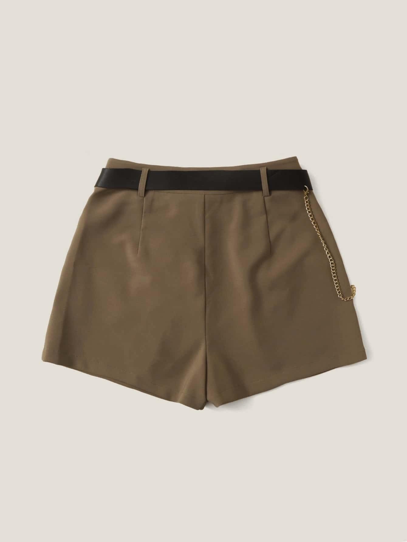 Women's Pleated Belted Shorts