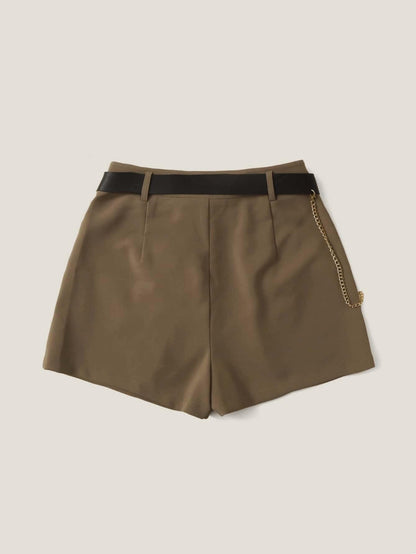 Women's Pleated Belted Shorts