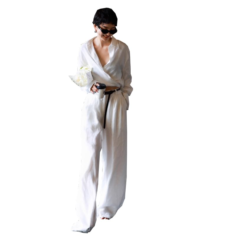 Women's Linen Shirt & Wide Leg Pants Set