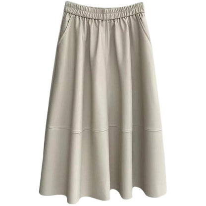 Women's Genuine Leather Long Skirt