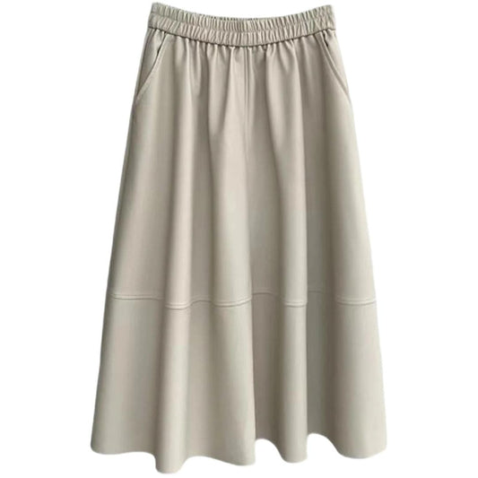Women's Genuine Leather Long Skirt