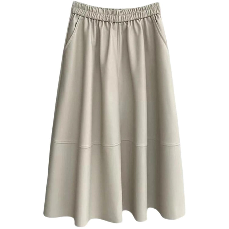 Women's Genuine Leather Long Skirt