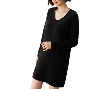 Women's O-Neck Knit Sweater Dress