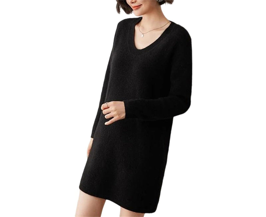 Women's O-Neck Knit Sweater Dress