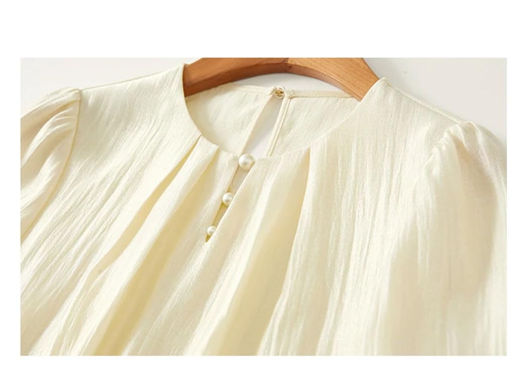 Women's Round Neck Puff Sleeve Blouse