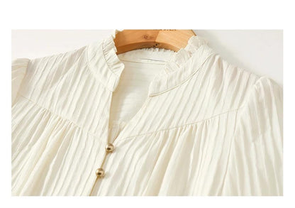 Women's Long Sleeve Stand Collar Blouse