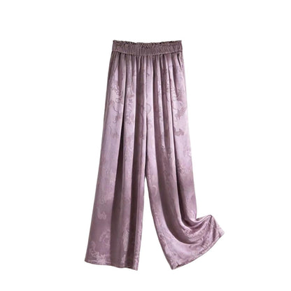 Women's Satin High Waist Wide Leg Pants