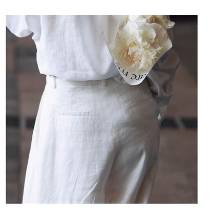 Women's Linen Shirt & Wide Leg Pants Set