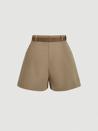Women's Belted Front Strap Shorts