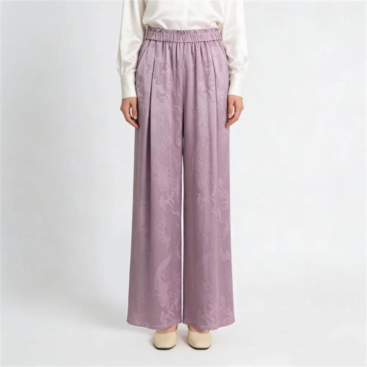Women's Satin High Waist Wide Leg Pants