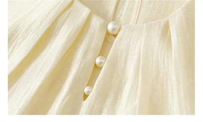Women's Round Neck Puff Sleeve Blouse