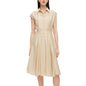 Women's Linen Blend Midi Shirt Dress