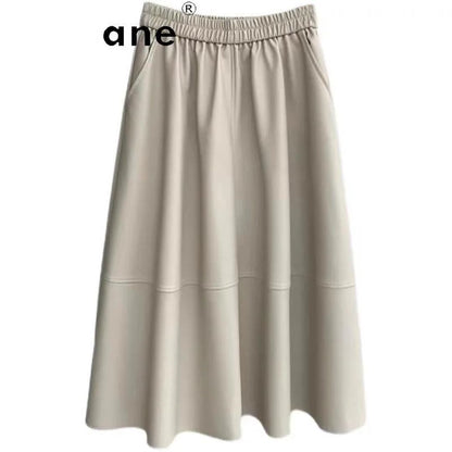 Women's Genuine Leather Long Skirt