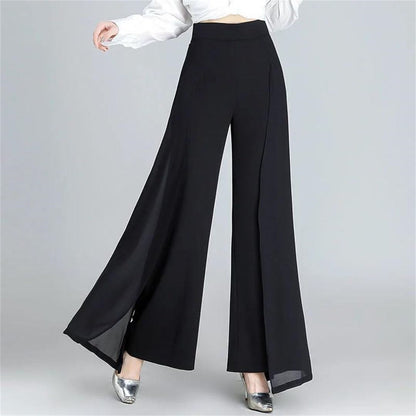 Women's High Waist Wide Leg Chiffon Pants