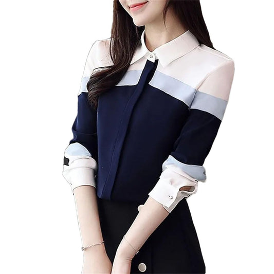 Women's Long Sleeve Polo Neck Blouse