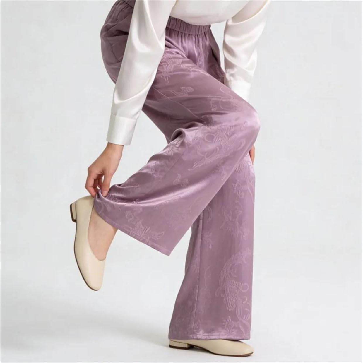 Women's Satin High Waist Wide Leg Pants
