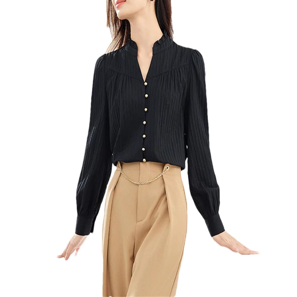 Women's Long Sleeve Stand Collar Blouse