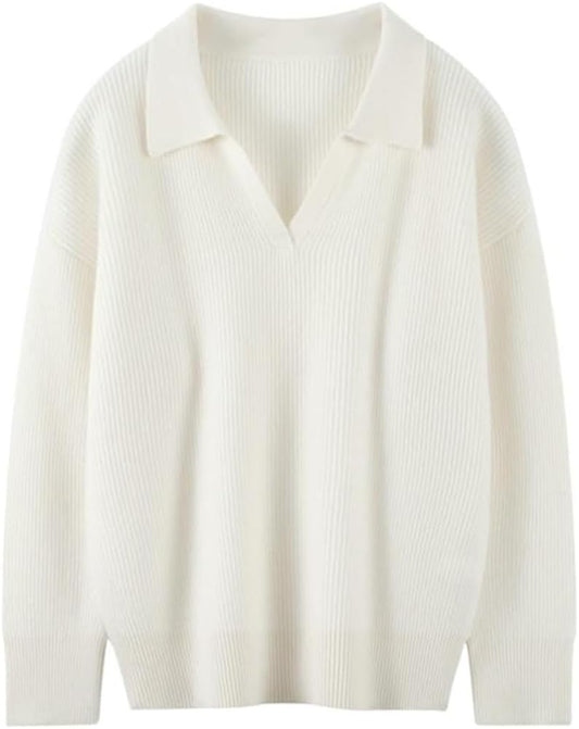 Women's Ribbed Polo Neck Sweater