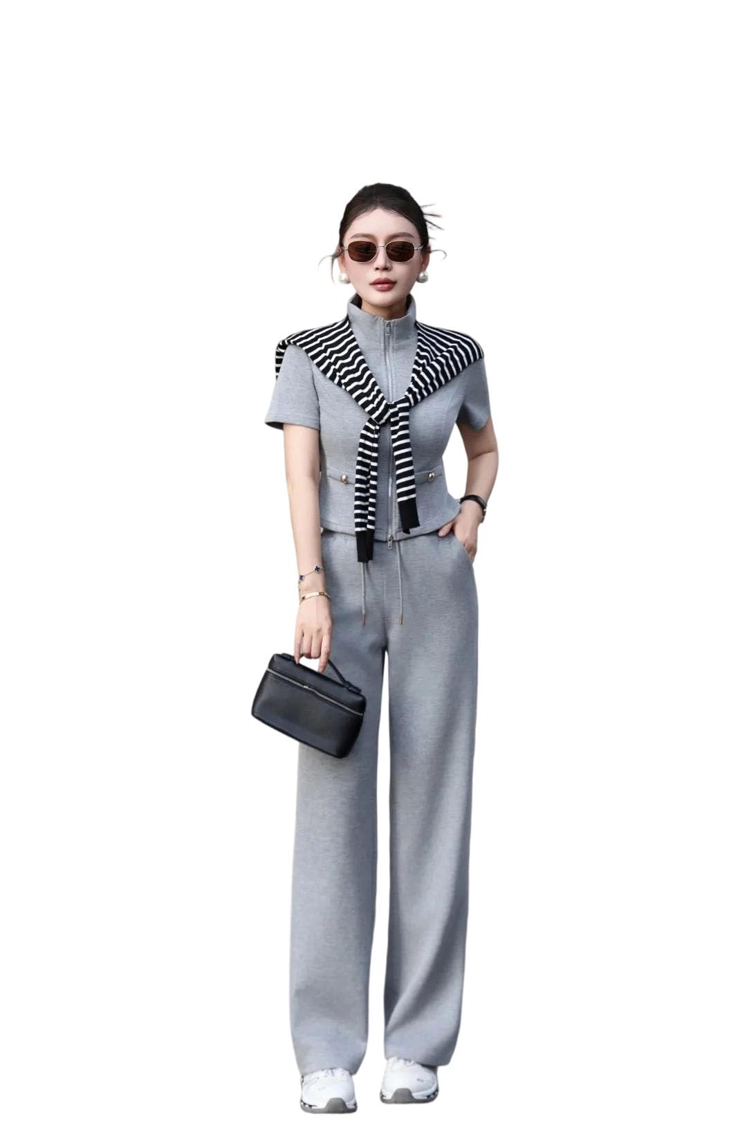 Women's Short Sleeve Top & Wide Leg Pants Set