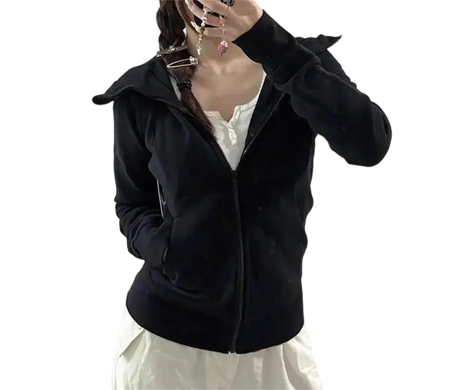 Women's Hooded Zipper Sweatshirt Jacket