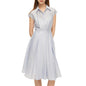Women's Linen Blend Midi Shirt Dress