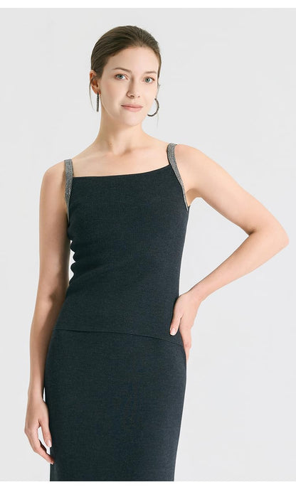 Women's Silk Wool Blend Sparkly Tank Top