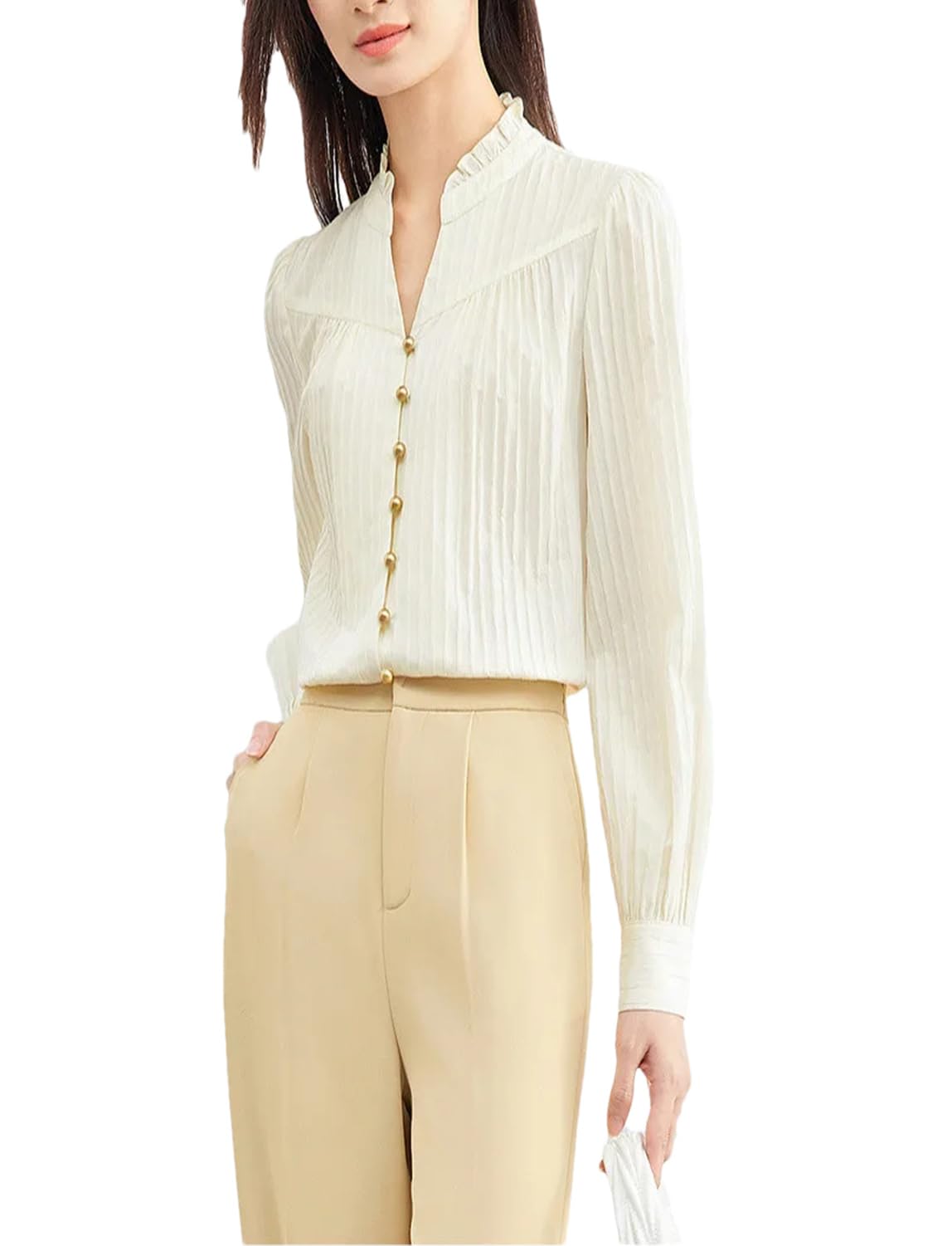 Women's Long Sleeve Stand Collar Blouse