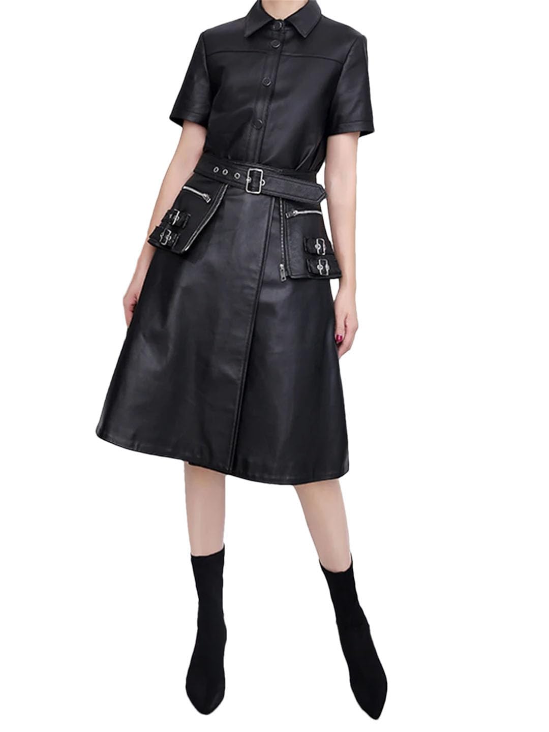 Women's Lambskin A-Line Skirt