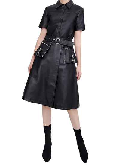 Women's Lambskin A-Line Skirt