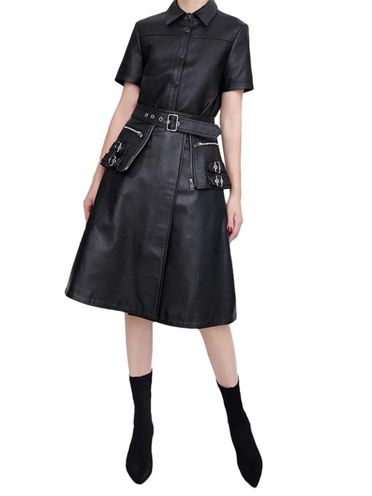 Women's Lambskin A-Line Skirt