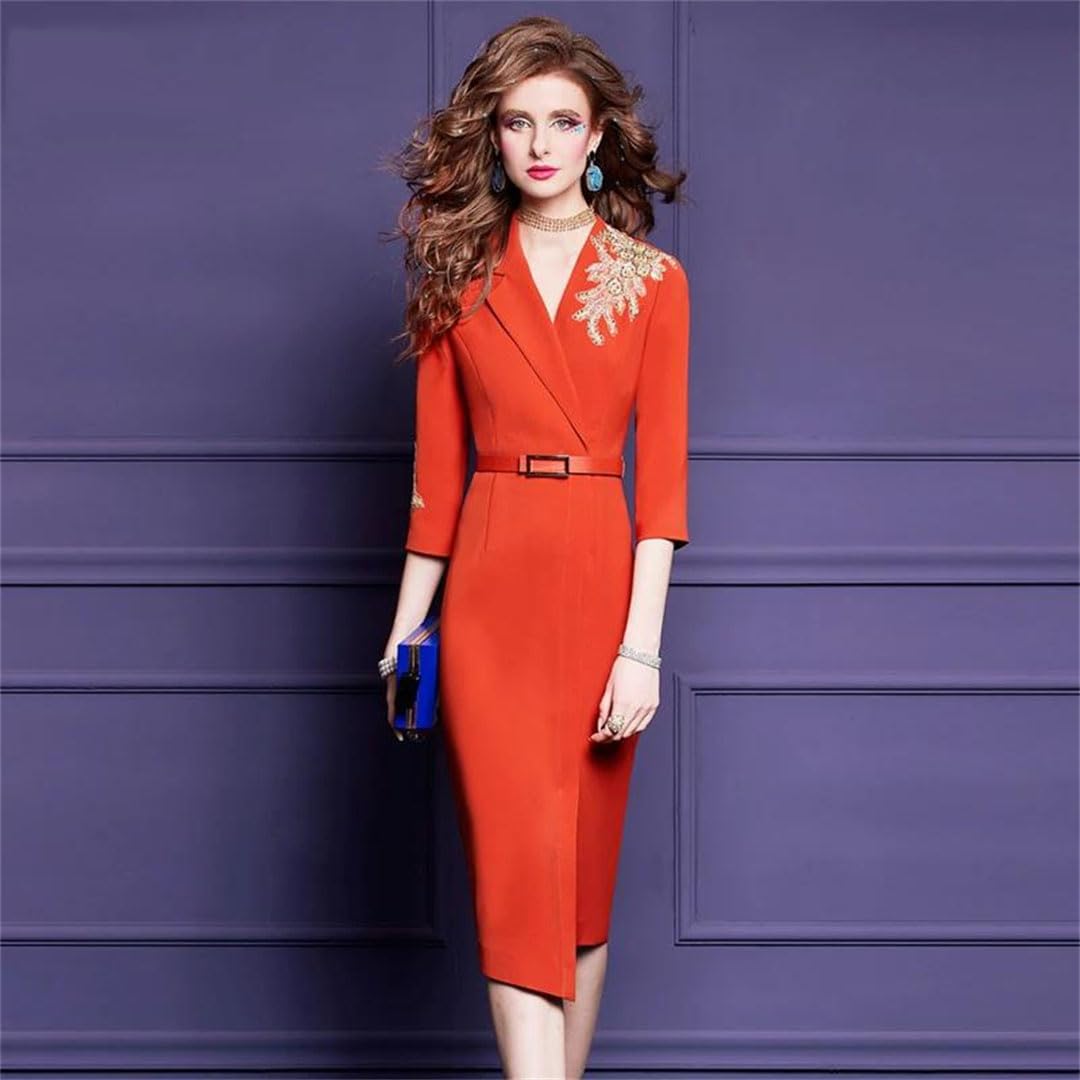 Women's Beaded Blazer & Pencil Dress Set