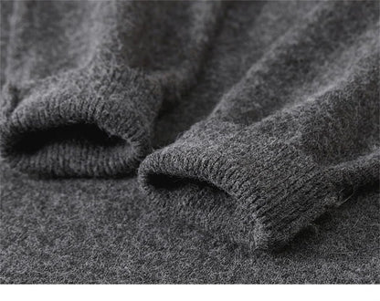 Women's V-Neck Knit Mid-Length Dress