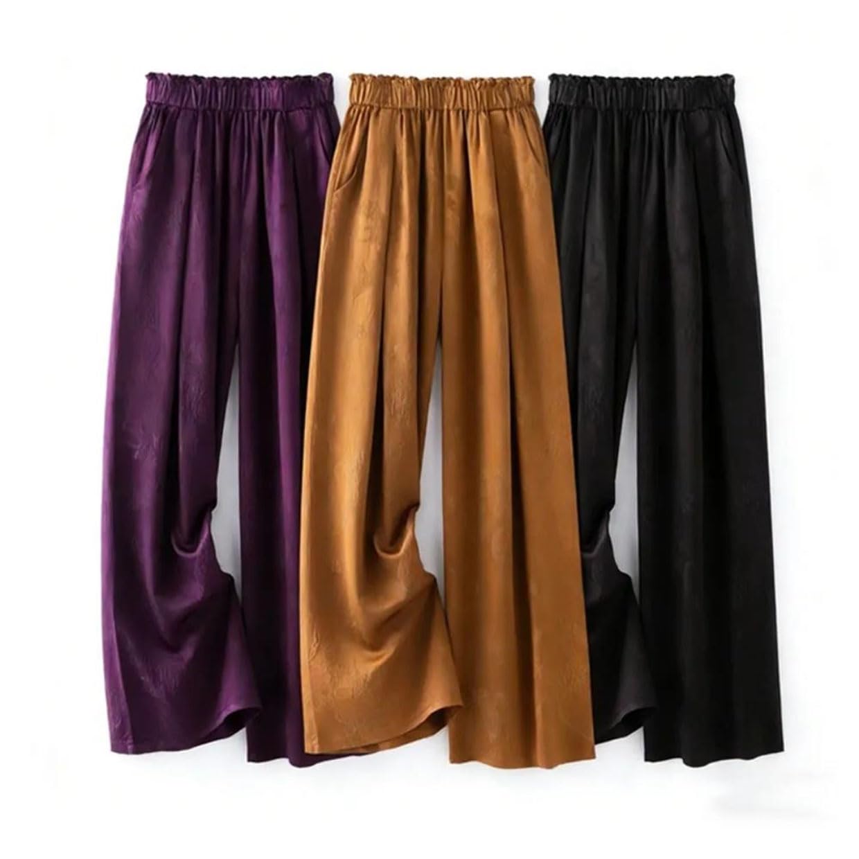 Women's Satin High Waist Wide Leg Pants